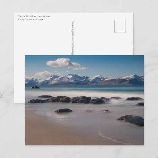 Noorwegen Lofoten Vikten Beach Briefkaart (Voorkant / Achterkant)