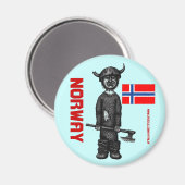 Noorwegen magneet met grappige viking (Voorkant / Achterkant)