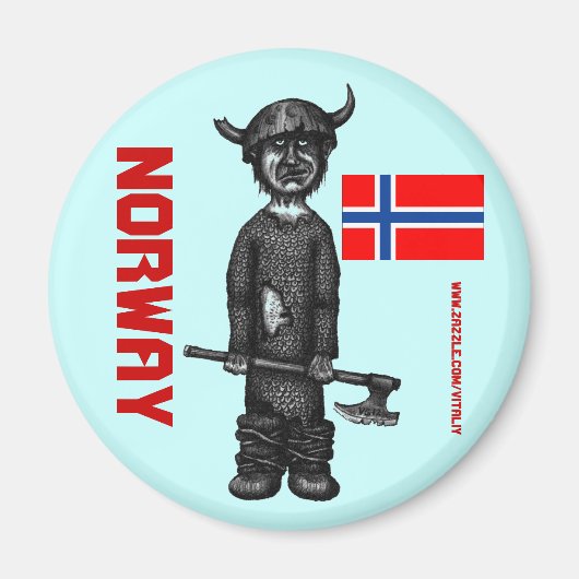 Noorwegen magneet met grappige viking (Voorkant)