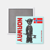 Noorwegen magneet met grappige viking (Voorkant / Achterkant)