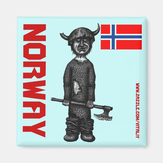 Noorwegen magneet met grappige viking (Voorkant)
