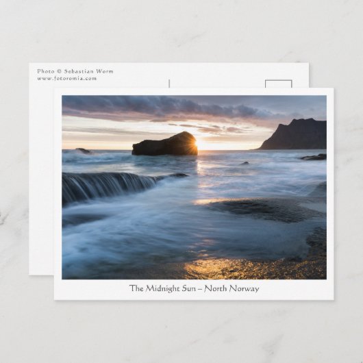 Noorwegen Midnight Sun Briefkaart (Voorkant / Achterkant)