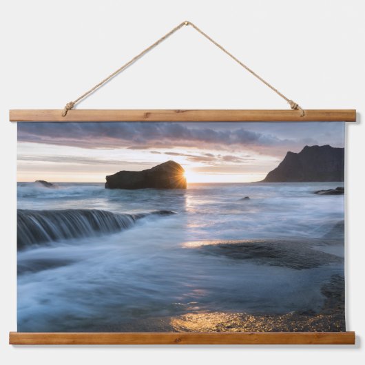 Noorwegen Midnight Sun Hangend Wandkleed (Voorkant)