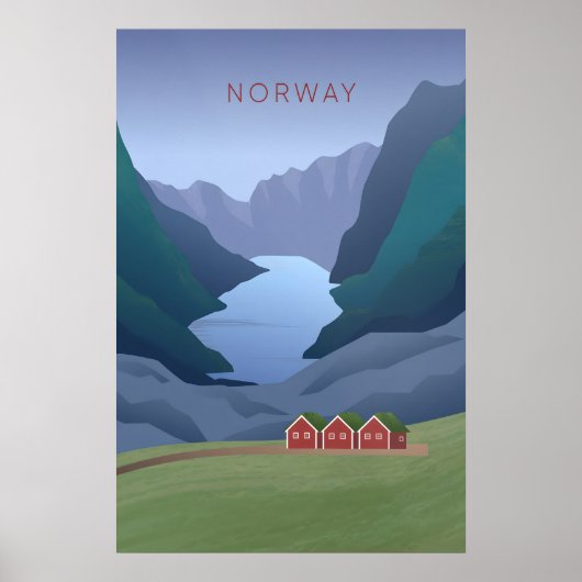 Noorwegen Minmale Reisposter Poster (Voorkant)