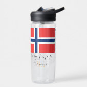 NOORWEGEN - monogrammed, Fun Text, Noorse vlag Waterfles (Links)