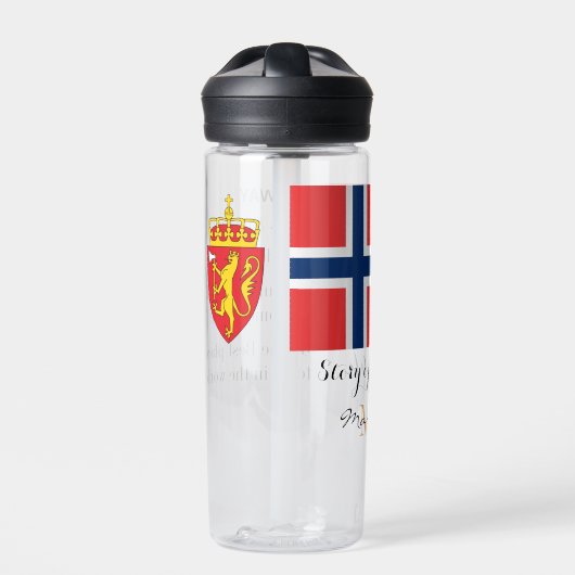 NOORWEGEN - monogrammed, Fun Text, Noorse vlag Waterfles (Voorkant)