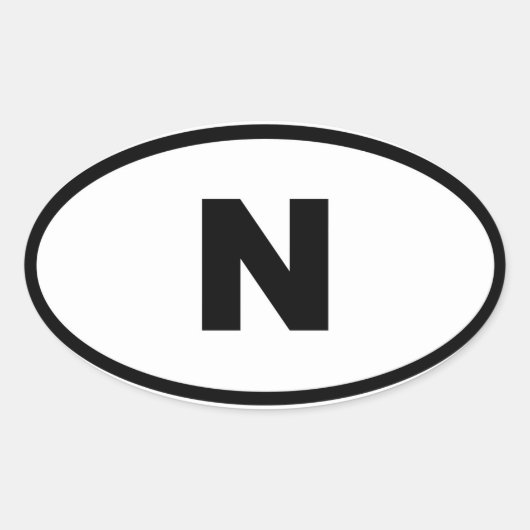 Noorwegen N Europees Ovale Sticker (Voorkant)