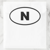 Noorwegen N Europees Ovale Sticker (Tas)