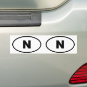 Noorwegen - N - Europese ovaal Bumpersticker (Op auto)