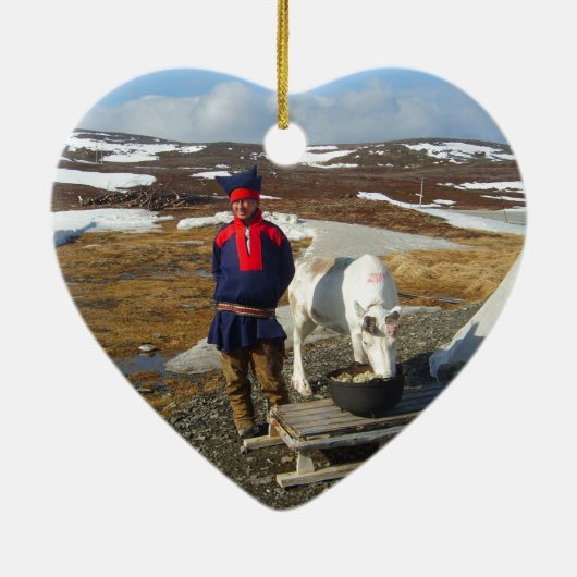 Noorwegen, nederzetting Sami in Lapland Keramisch Ornament (Achterkant)