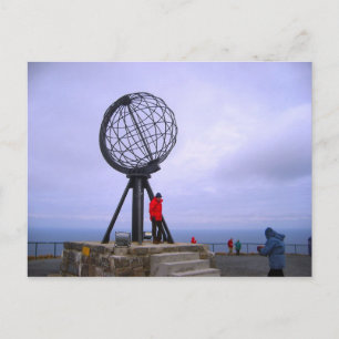 Noorwegen, Noordkaap, symbool wereldbol Briefkaart