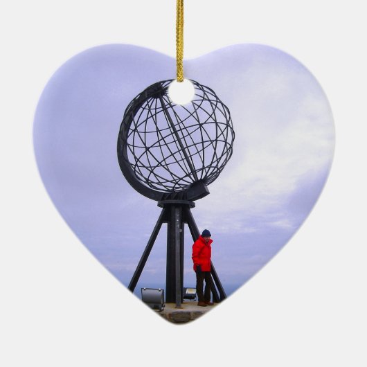 Noorwegen, Noordkaap, symbool wereldbol Keramisch Ornament (Achterkant)