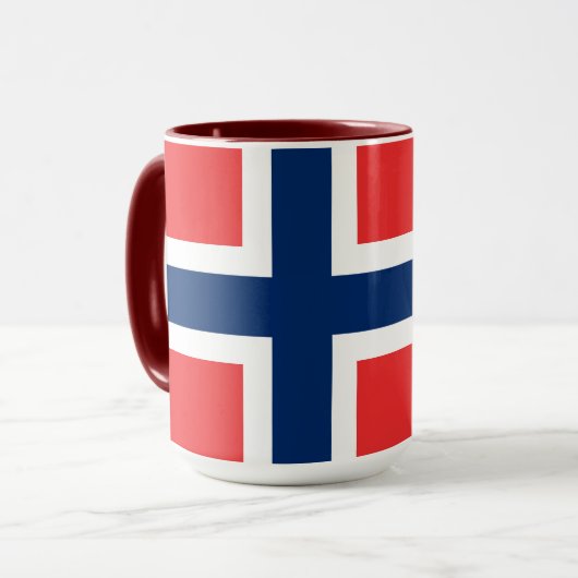 Noorwegen, Noorse vlag, met wapen Mok (Voorkant links)