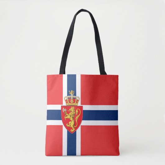 Noorwegen, Noorse vlag, met wapenschild/blauw Tote Bag (Voorkant)