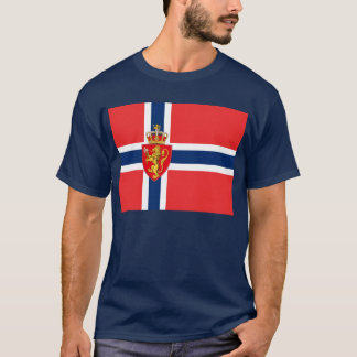 Noorwegen, Noorse vlag, met wapenschild/d blauw T-shirt