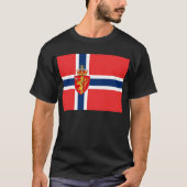 Noorwegen, Noorse vlag, met wapenschild/zwart T-shirt (Voorkant)