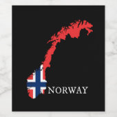 Noorwegen - Noorwegen Vlag Wijn Etiket (Enkel label)