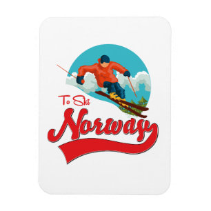 Noorwegen om te skiën logo. magneet