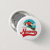 Noorwegen om te skiën logo. ronde button 3,2 cm (Voorkant /achterkant)