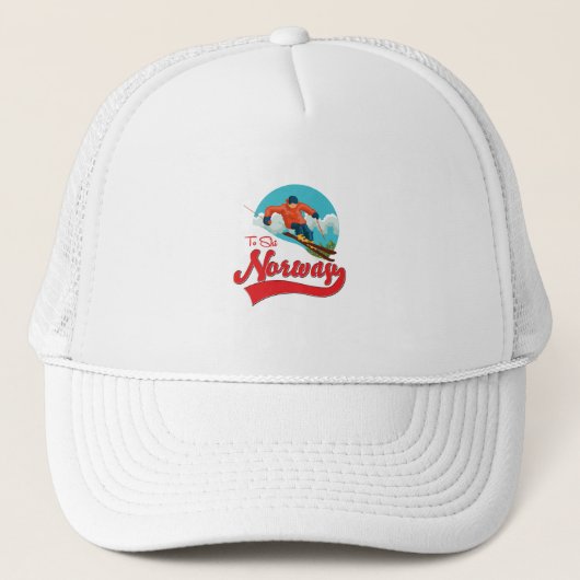 Noorwegen om te skiën logo. trucker pet (Voorkant)