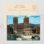  Noorwegen, Oslo City CHall en haven Briefkaart (Voorkant / Achterkant)