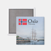 Noorwegen Oslo Souvenir Magneet (Voorkant / Achterkant)
