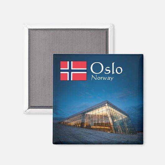 Noorwegen Oslo Souvenir Magneet (Voorkant / Achterkant)