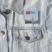 Noorwegen Oslo Souvenir Vierkante Button 5,1 Cm (In situ)