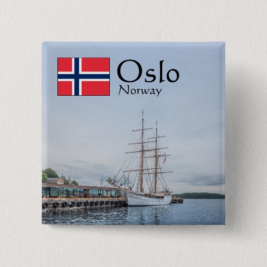 Noorwegen Oslo Souvenir Vierkante Button 5,1 Cm (Voorkant)