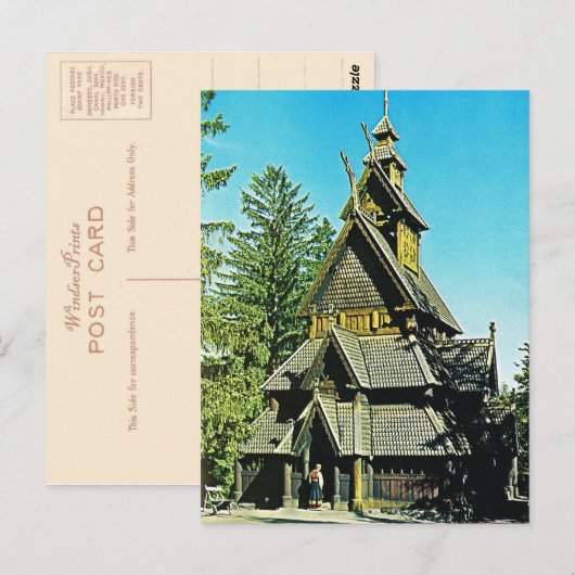  Noorwegen, Oslo, Stave Church Briefkaart (Voorkant / Achterkant)