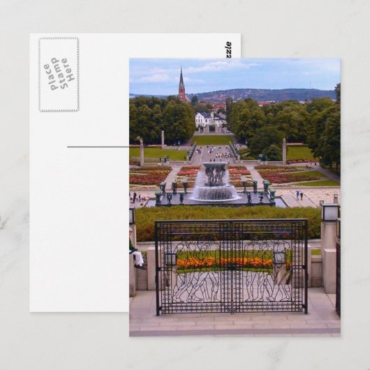 Noorwegen,Park in het centrum van Oslo Briefkaart (Voorkant / Achterkant)