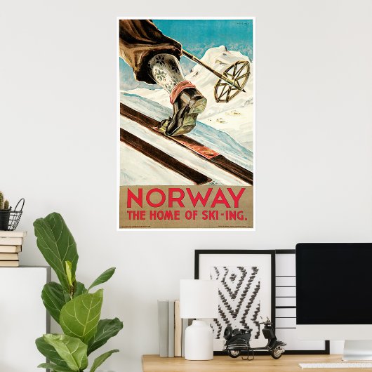  Noorwegen Poster over land heen skigebied (Thuiskantoor)