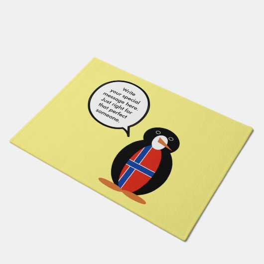 Noorwegen Praten Ms Penguin Gepersonaliseerd Deurmat (Schuin)