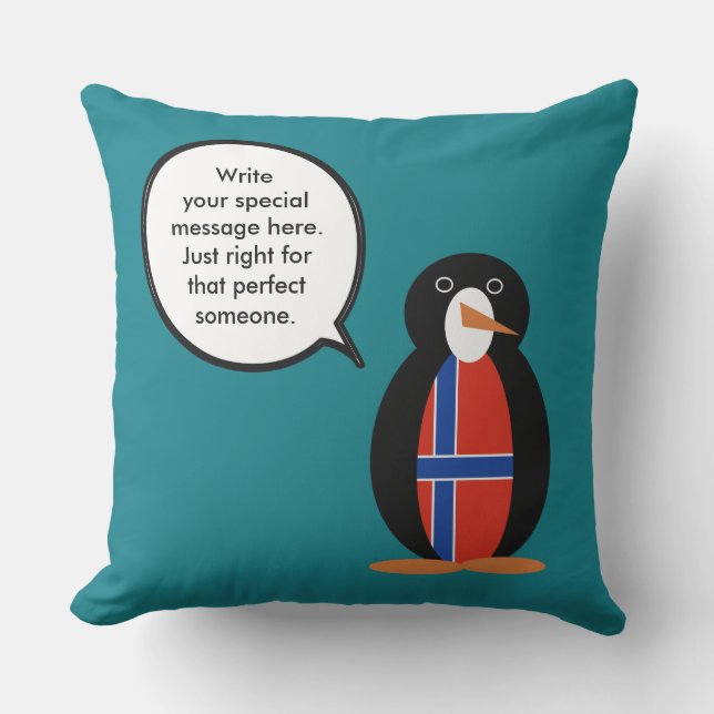Noorwegen Pratende Mevrouw Pinguïn Persoonlijk Buitenkussen (Voorkant)
