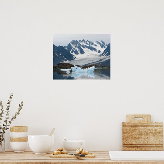 Noorwegen, Receding Glacier en iceberg Poster (Keuken)