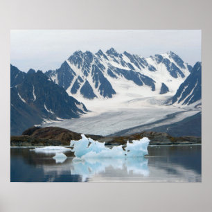 Noorwegen, Receding Glacier en iceberg Poster