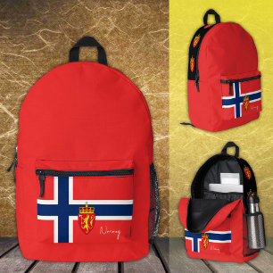 Noorwegen, Rode rugzak, Noorse vlag / patriottisch Bedrukte Rugzak