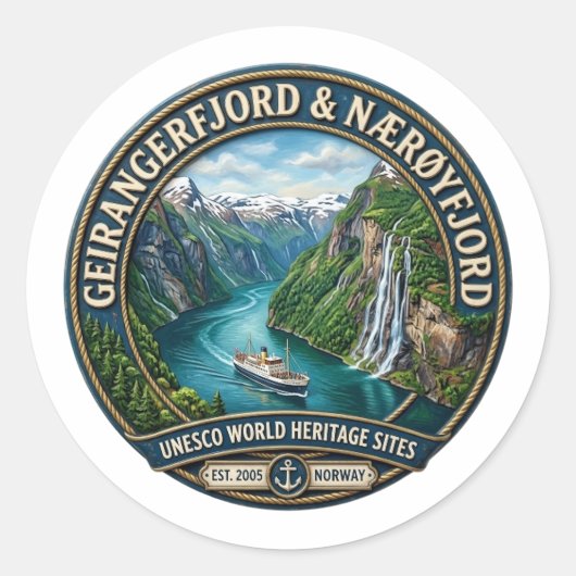 NOORWEGEN RONDE STICKER (Voorkant)