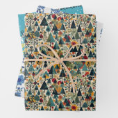 Noorwegen, Scandi, bomen, vogels, dieren Inpakpapier Vel (In situ)