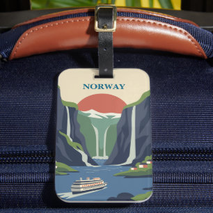 Noorwegen Scandinavië Europa Fjord Minimalistisch Bagagelabel