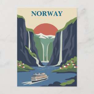 Noorwegen Scandinavië Europa Fjord Minimalistisch  Briefkaart