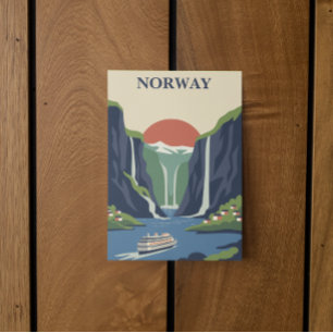 Noorwegen Scandinavië Europa Fjord Minimalistisch  Kaart