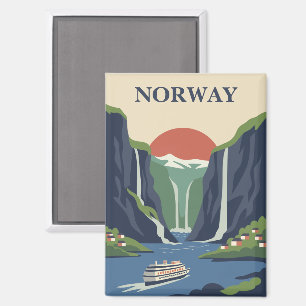 Noorwegen Scandinavië Europa Fjord Minimalistisch Magneet