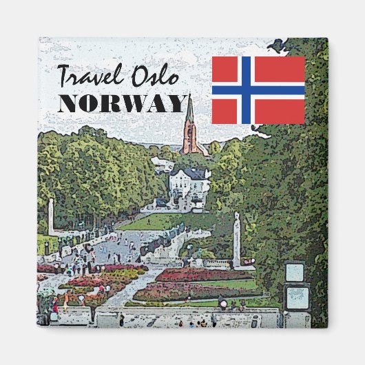  Noorwegen Scandinavië Oslo Vigeland reizen Magneet (Voorkant)