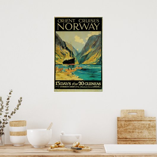 Noorwegen -  scheepsreclame poster (Keuken)