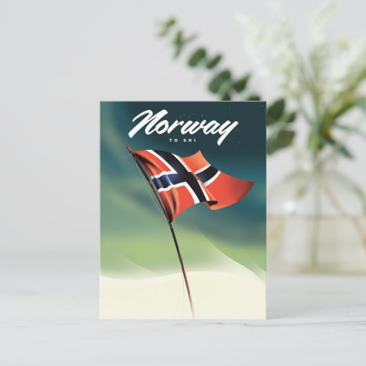 Noorwegen Ski poster Briefkaart (Staand voorkant)