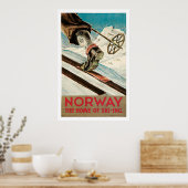 Noorwegen Ski Sports Vintage Travel Poster (Keuken)