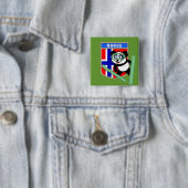 Noorwegen Ski-springende Panda Vierkante Button 5,1 Cm (In situ)