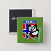 Noorwegen Ski-springende Panda Vierkante Button 5,1 Cm (Voorkant /achterkant)