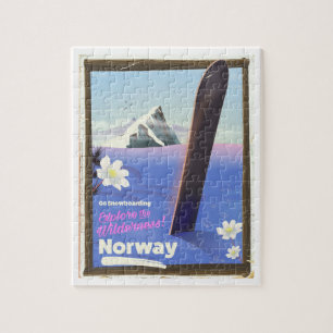 Noorwegen Snowboarden vintage stijl reisposter Legpuzzel